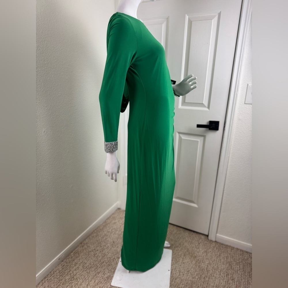 Marina Elegant Green Long Sleeve Dress Size 6. A43 - Picture 3 of 16